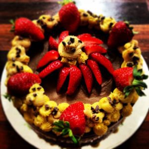 organic raw chocolate and strawberry cake
