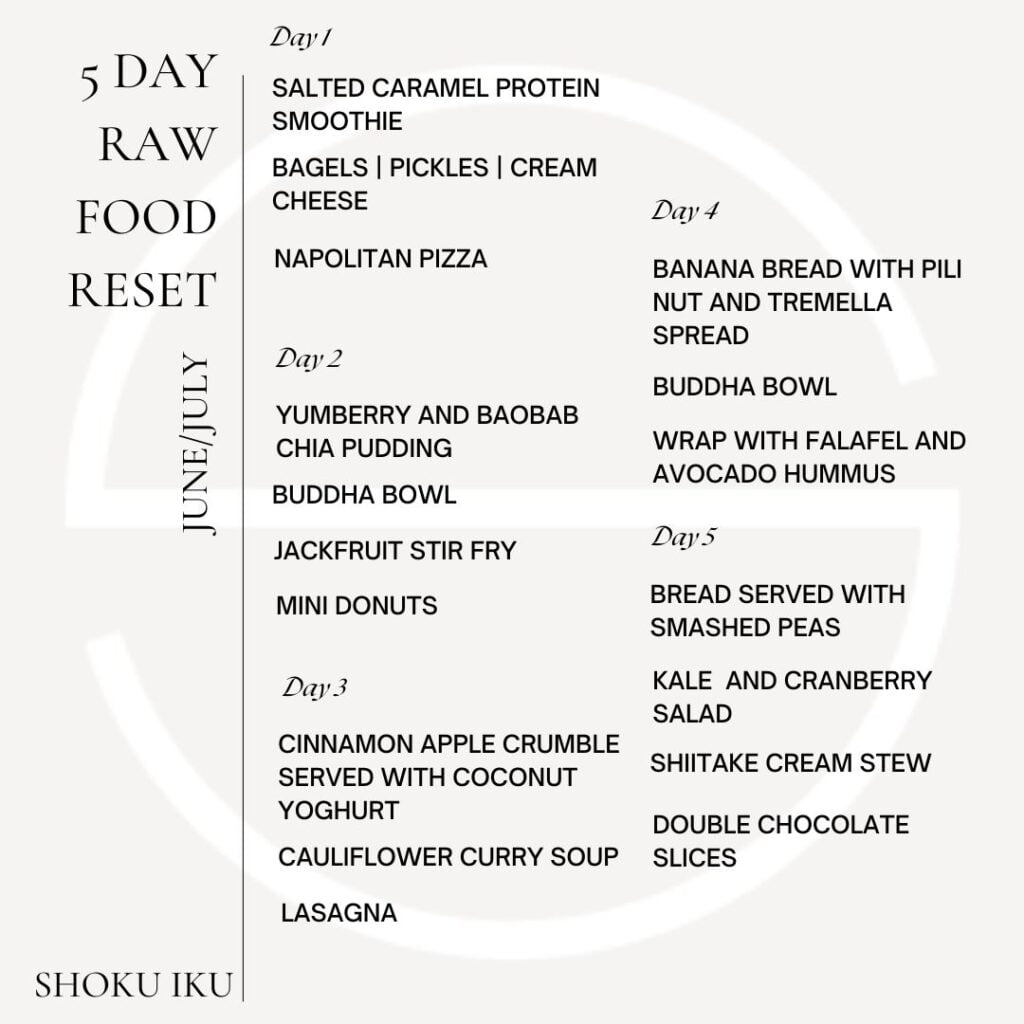 RAW FOOD MENU - 5 Day Raw Food Reset Meal Plan